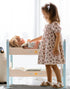 20 Inch WRP10 ROBUD Baby Doll Crib, Wooden Baby Doll Beds for Dolls, Blue Baby Doll Bunk Beds with Tulle, American Girl