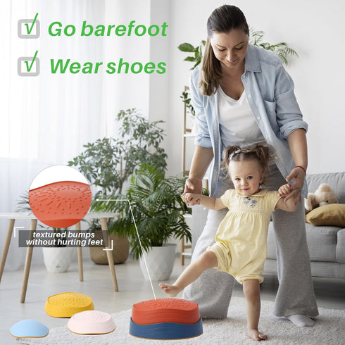 Balance Stepping Stones for Kids - 5pcs Vibrant Nature-Themed Sensory Toys for Indoor & Outdoor Balance Play