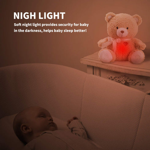 9 BEREST Baby Cry Activated Sleeping Aid Soother, White Noise Machine Infant Stuffed Animal Baby Gifts Bear Toy
