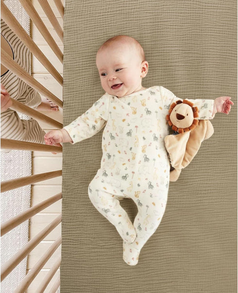 2Pack lulumoon Baby Muslin Crib Sheets - Toddler Cotton Fitted Crib Sheets Neutral for Boys and Girls