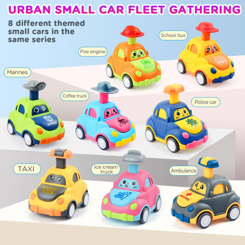 soi-meme 8 Pack Toddlers1 2 3 Set 1-3, 18 Press and Go Car Toys for Year Old,Infant Play Vehicle Toys for Baby Car Toys