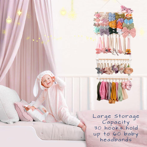 POVETIRE Headband Holder Hair Bows Organizer for Girls, Baby Headbands Hair Accessories Organizer Storage Wall Hanging