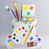 26 Pcs Art Cake Topper - Paint Cake Decorations with Paint Pen, Brush, Bucket for Kids Birthday Party