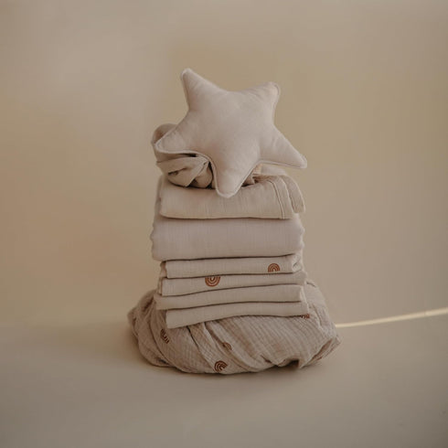 100% 23.5" 23.5" 3-Pack mushie Muslin Baby Cloths | Organic Cotton | x (Rainbows)