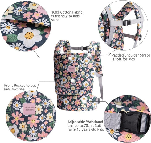 Bebamour Original Baby Doll Carrier for Kids - Green Floral Design