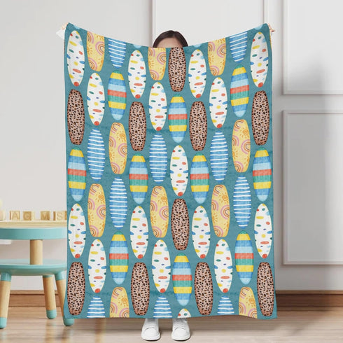 Boho Surfboard Baby Blankets for Boys Girls Beach Surfing Soft Flannel Swaddle Blankets Colorful Surfboard Receiving Blanket Newborn Nursery Toddler Bed Blanket Crib Cover Playmat Blue 30x40 by KASTLEE