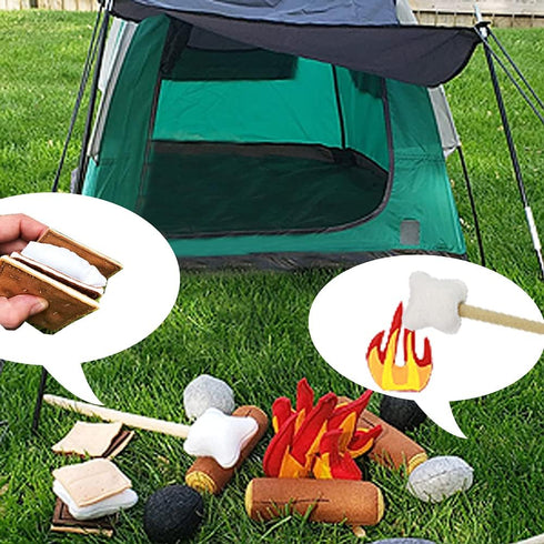 Yowlieu 23 Playset Set 3-5 PCS Pretend Campfire Toys, Kids Plush Felt Play Campfire Safe Fake Fire Wood Stones Toys