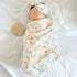 Set Set, LifeTree Newborn Swaddle with Matching Hat and Bow Wooden Birth Announcement Card, Floral Baby Girl Newborn