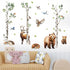 Mfault Forest Animal White Birch Tree Wall Decals Stickers, Woodland Bear Deer Hedgehog Owl Birds Baby Nursery Decor