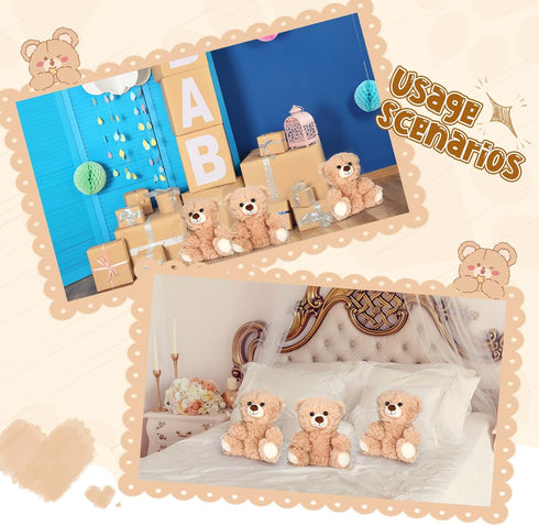 8 10 Inch Jenaai Pcs Bear Stuffed Animals Bulk Cute Baby Shower Small Plush Bears Party Favors for Baby Shower Wedding
