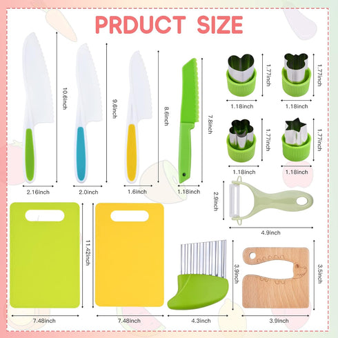 13 Pieces Montessori Kitchen Tools for Toddlers, Real Cooking Sets, Toys for 2-8 Year Old Kids