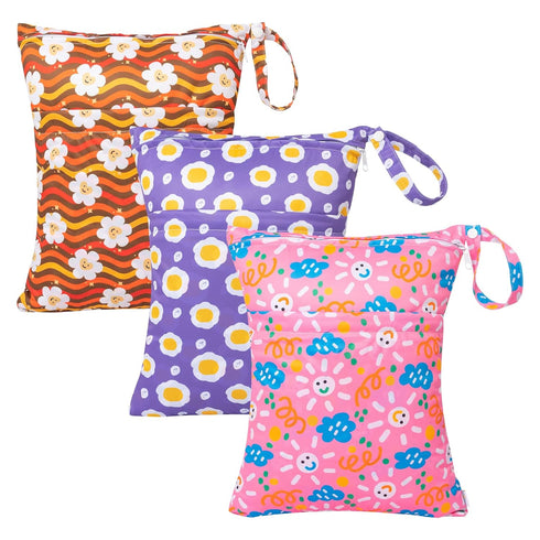 babygoal Wet Dry Bags for Baby Cloth Diapers, Washable Travel Bags, Beach,