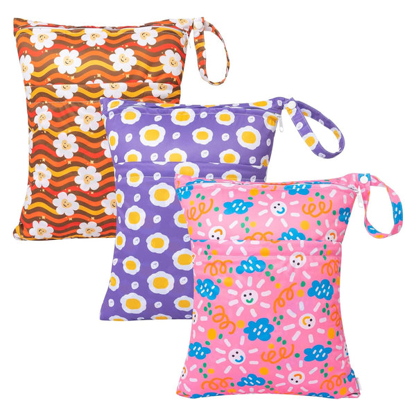 babygoal Wet Dry Bags for Baby Cloth Diapers, Washable Travel Bags, Beach,