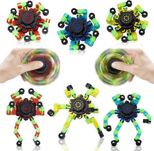 estardaa 8Pcs Fidget Spinners Glow in The Dark, Fingertip Gyro DIY Deformable Robot Funny Sensory Fidget Toys