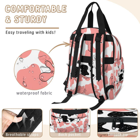 Mularoka Backpack Backpack Milk Cow Tattoo Diaper Bag with Insulated Pockets USB Charging Port for Work Travel Holiday
