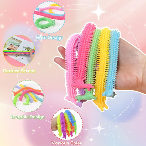 20 PCS Stretchy Fidget Toy - Colorful Sensory Fidget Worm Stretch Toys for Kids, Adults, Stress Relief Present