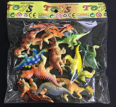 HAPTIME Plastic Assorted Mini Dinosaur Figures, Small Dino Toy, Pack of 12