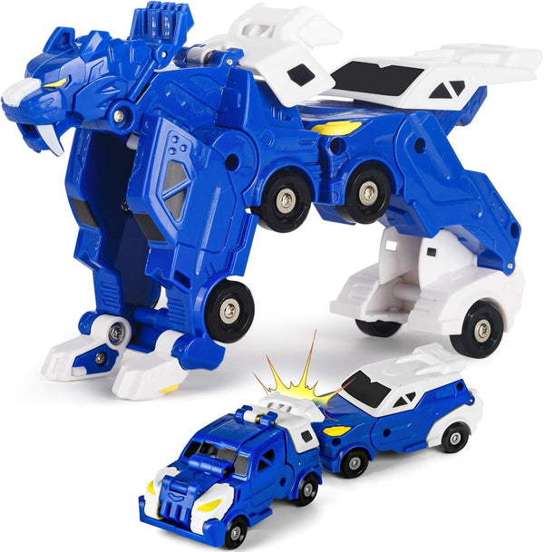 Collision Transforming Dinosaur Car Toy, 2 Crash & Transform Magnetic Cars Transform