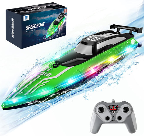2.4Ghz 8-12,Toy JOI MEW RC Boat with LED Lights for Kids, Remote Control Racing Boats for Water Boat for Pools & Lakes