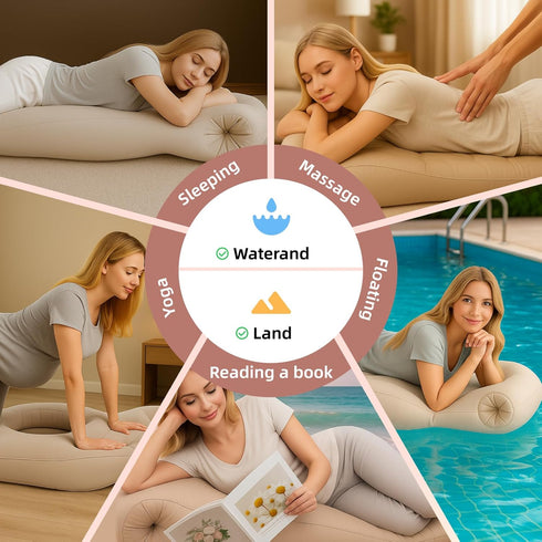Swimming Inflatable Pregnancy Pillow, Pregnant Woman's Abdominal Hole Full Body Inflatable Bed Abdominal Mattress