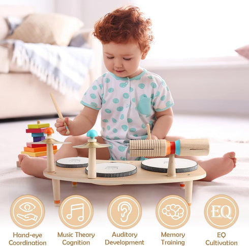 Kids Drum Set for Toddlers 1-3 - All in One Musical Instruments, Montessori Sensory Toys for 1 Year Old