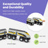 Wooden Bullet Train Set of 2 Modern Engines, 1 Sleek Passenger Car with Magnetic Connectors, Compatible with Major