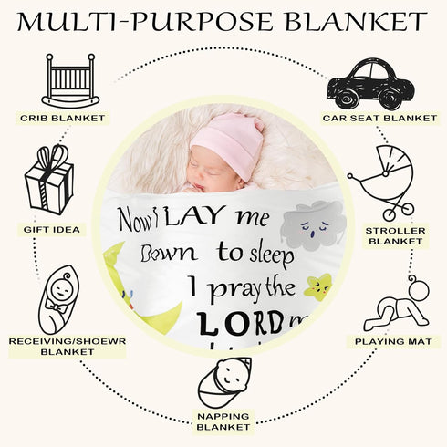 Peryiter Plush Baby Blanket for Baptism Gift, Dotted Backing, Scripture Quote Blanket for Newborn Boy Girl, 30" x 40"