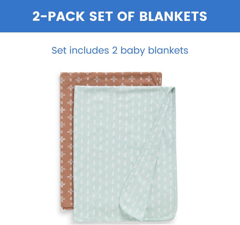 100% 30x40 Inches (Pack 2), Delta Children Organic Jersey Cotton Baby Receiving Blankets for Girls and Boys - GOTS