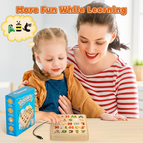 LED Busy Board, Wooden Sensory Toys for Toddler, Montessori Music Toy for Airplane, Educational Learning Toy