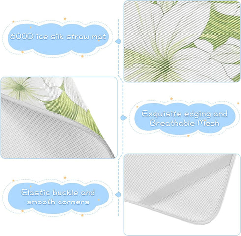 SyXIOP 28" 52" Fluorescent Green Floral Leaf Kids Cooling Baby Crib Mattress Cover x Breathable Crib Padding
