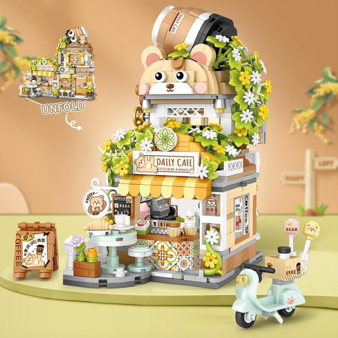 Set 8+,1077pcs MindBox City Cafe Building Blocks Toys, Openable Coffee Shop Building for Boys Girls Age Mini Bricks