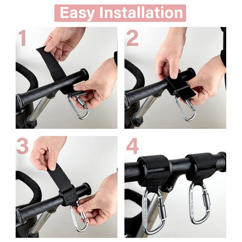 Baby Stroller Hook, Clip or Hang Diaper Bag to Pram or Buggy, Set of 2 Pieces