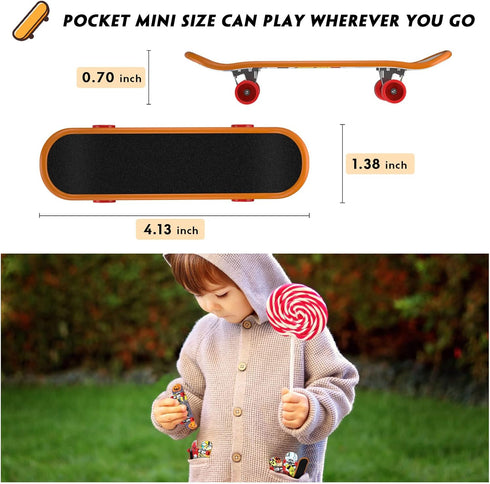 Fingerboard Mini Finger Skateboards Toys - 12PCS Professional Finger Boards Set, Mini Skateboard Starter Kit for Kids