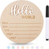 Xyndrella Baby Announcement Sign with Pen, 5.9 Inch Wooden Hello World Newborn Sign