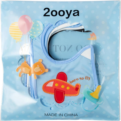7Pcs Cotton Waterproof Baby Bibs with Hook Loop Closure, Keepsake Gift for Newborns
