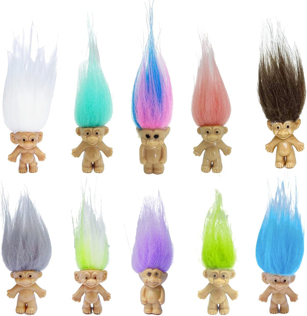 Mini PVC Vintage Troll Doll Mini Action Figures 1.2" Cake Toppers Chromatic