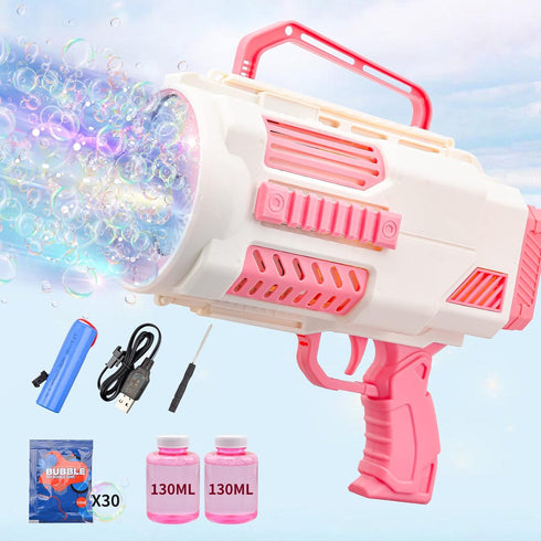 Upgraded Bazooka Bubble Gun, No Dip Bubble Machine Gun with Light for 9000+ Bubbles Per Min Outdoor Fun
