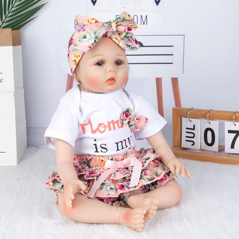 20-22 inch 3Pieces Reborn Baby Dolls Girl Clothes Reborn Newborn Baby Doll Clothes Accessories Printing Suits