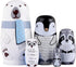 Yoption 5Pcs Handmade Wooden Russian Matryoshka Dolls Set for Kids - Polar Bear Penguin Nesting Toy Gift