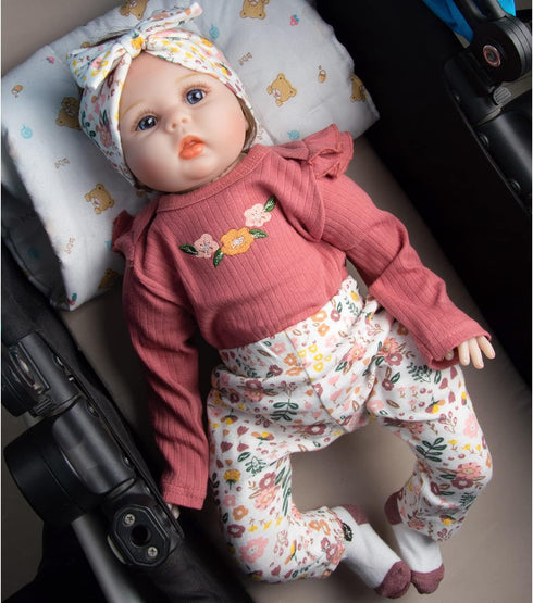 Reborn Baby Dolls Clothes 4pcs Set for 22 Inch Outfit Accessories for 17-22 Inch Newborn Girl Doll