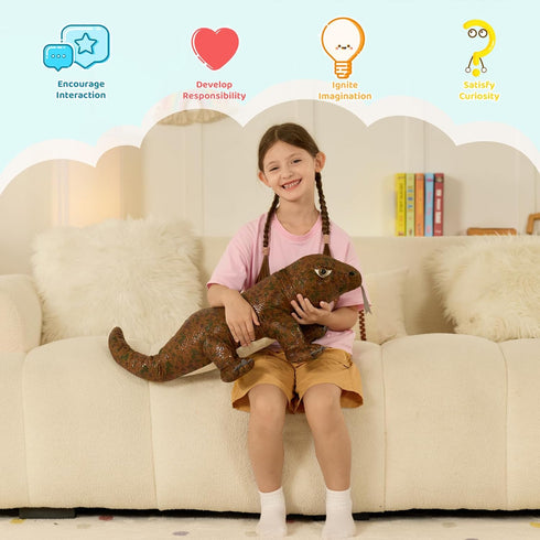 32" MorisMos Giant Komodo Dragon Stuffed Animal Pillow, Plush Komodo Dragon Toy for Kid Girl Boy Birthday Gift