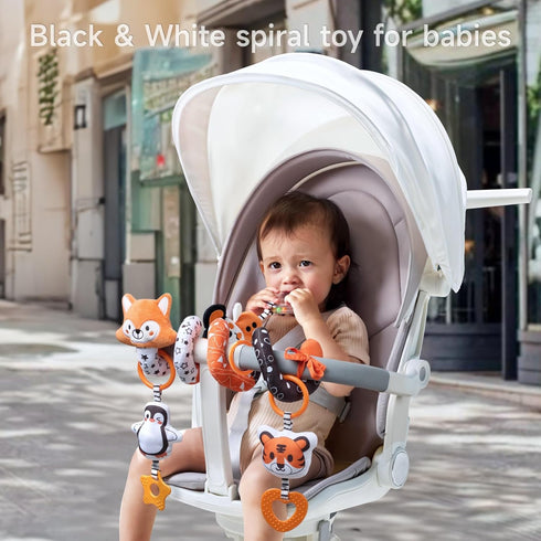 TUMAMA KIDS 3 0-12 TUMAMA Baby Car Seat Toys, Black and White High Contrast Newborn Infant Hanging Toys, Crib Stroller