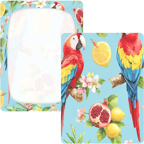 Bseiialft 52 28 Parrots Flowers Tropical Leaves Crib Sheets for Boys Girls Soft and Breathable Cotton Baby Sheets