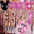 Pink and Black First Birthday Balloons, Girls First Year Banner, 1st Birthday Baby Shower Party Supplies