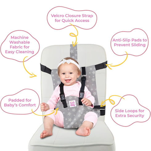 Portable Chair Strap - Travel Dining Seat Cover for Babies & Toddlers | Portable Baby Chair for Travel | Compact