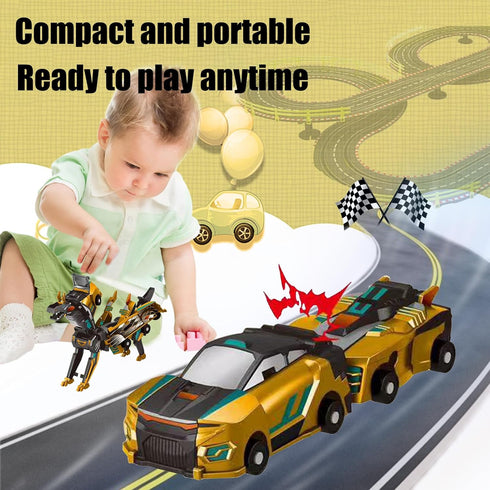 Gkiozu 2 1 3-12, Magnetic Dinosaur Car Toy - in Crash & Transform Vehicle to Dino, No Battery Needed for Kids Age