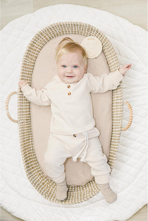 2 Pack 100% 32 16 inches Konssy Muslin Bassinet Sheets for Boys, Girls, Cotton Soft Breathable Fitted Bassinet Mattress