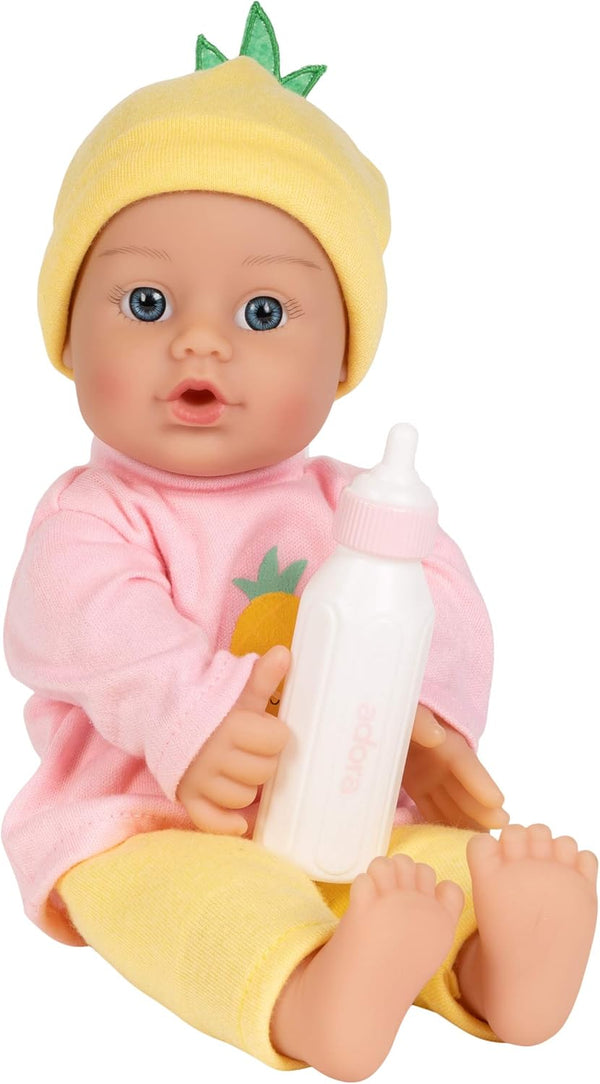 ADORA 11" Soft Cuddly Baby Doll - Blue Eyes, Blonde Hair, Bottle, Beanie, Pink/Yellow - Amazon Exclusive