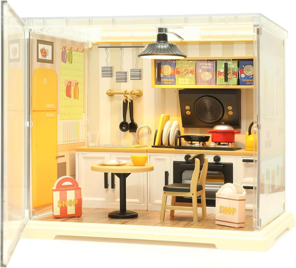 Kitchen Miniature House Kit, Mini Model Kits with Home Decor Furniture and