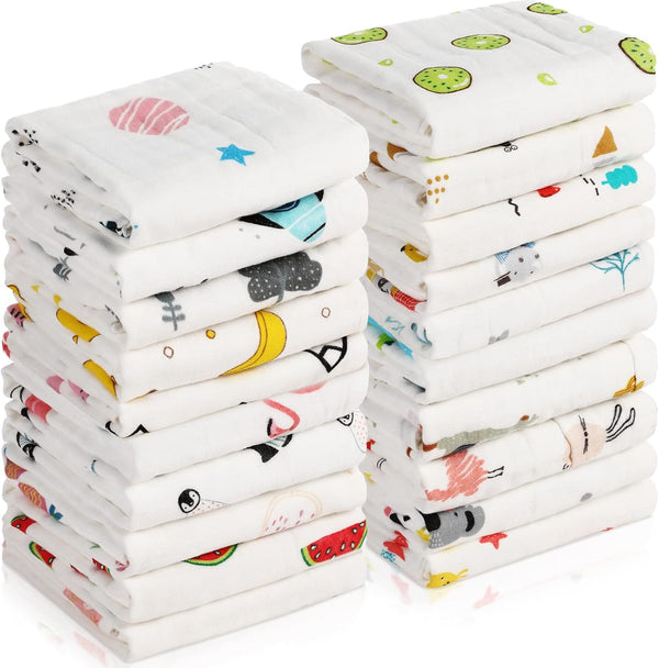 Chumia 20 Pack Muslin Baby Burp Cloths Large 20 x 10 Inches
